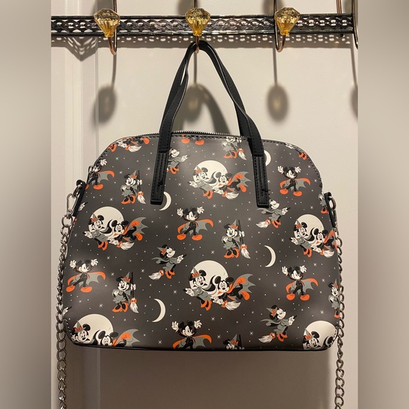 Loungefly Disney Mickey and Minnie All Over Halloween Crossbody Handbag - EUC - Picture 8 of 12